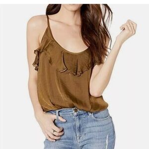 2/25 Free People Bodysuit NEW Small Boho Date night Satin Olive Cami